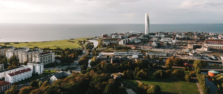 Bild över Malmö med Turning torso