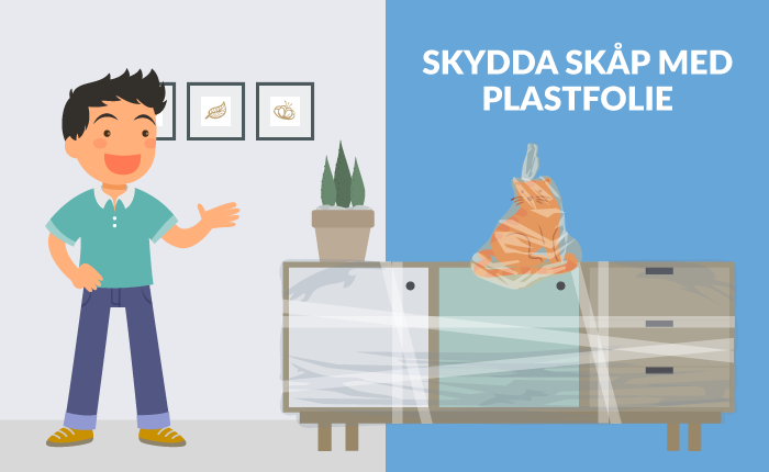 Plastfolie skyddar möbler vid flytt