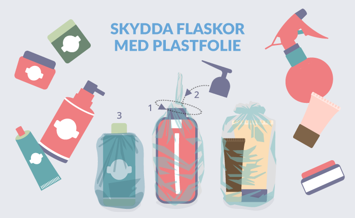Flyttpacka flaskor med plastfolie