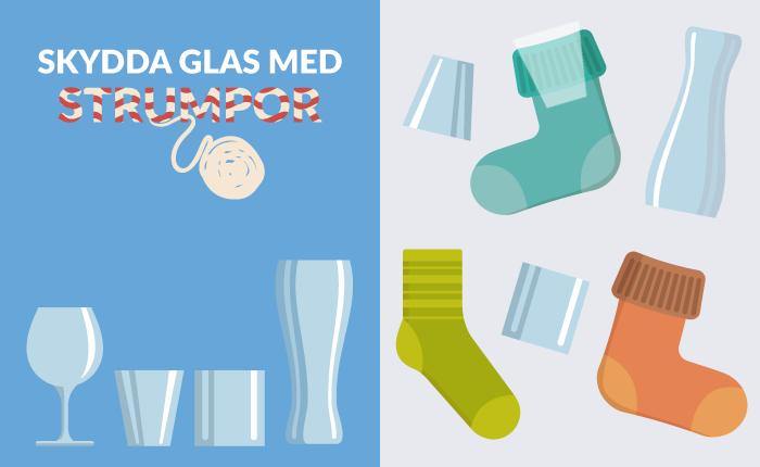 Skydda glas med strumpor