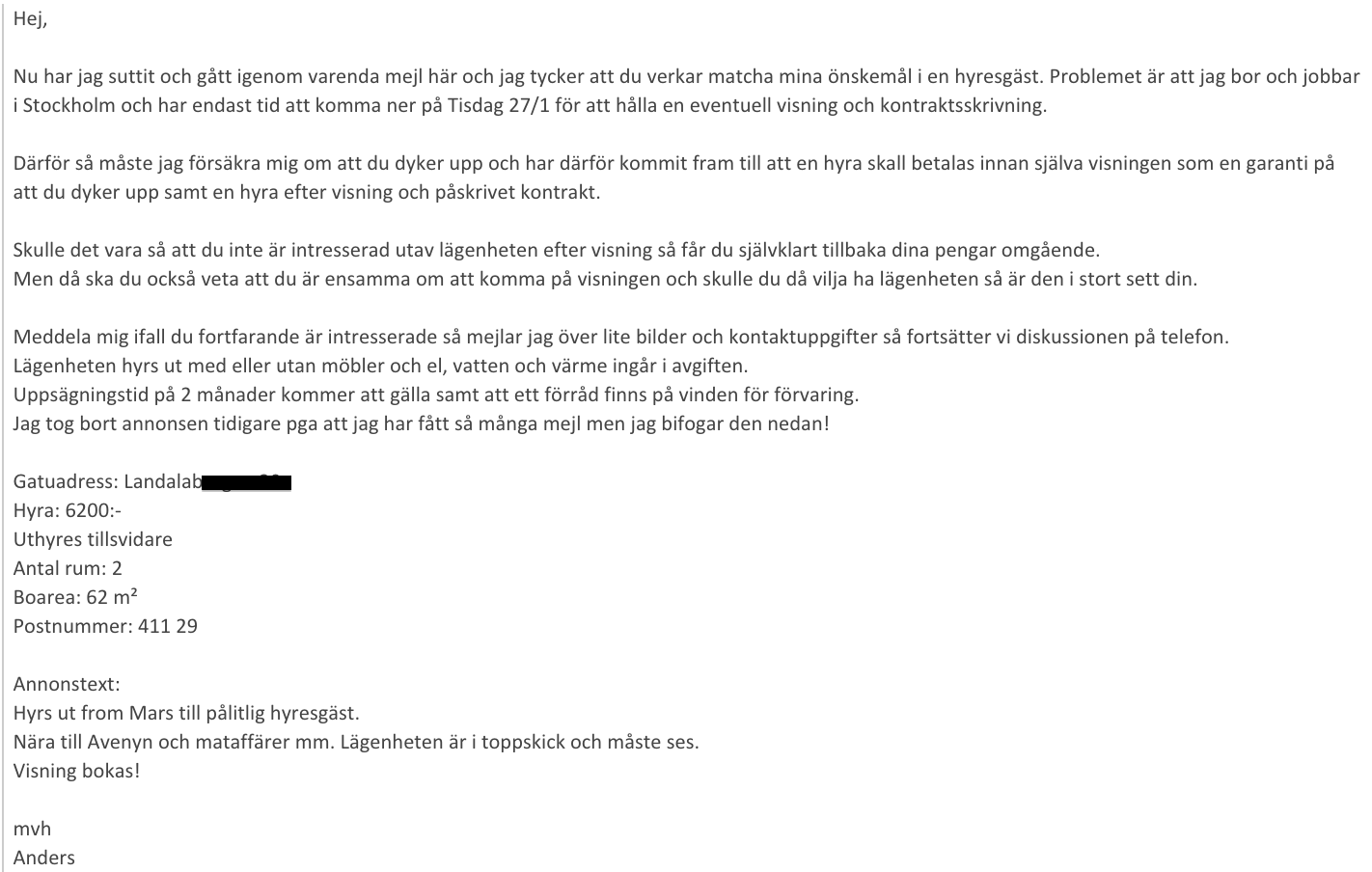 Andrahandsuthyrning bedrägeri