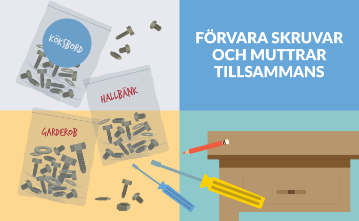 Små plastpåsar att förvara skruvar i